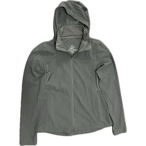 Kuhl Women's Bandita Lightweight Front Zip Jacket Gray Stowable Hood UPF 50 Sz S